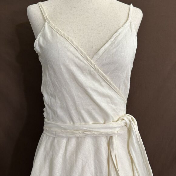 $365 Claude Tulum 100% Linen Alex Wrap Dress One Size Classic - Picture 3 of 8
